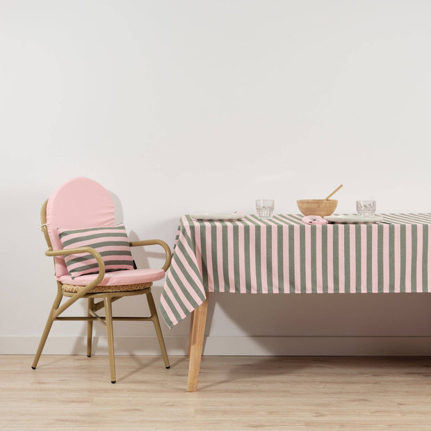 Nappe en jacquard Maglia Raya Rosa et Moss: 300 x 160 cm