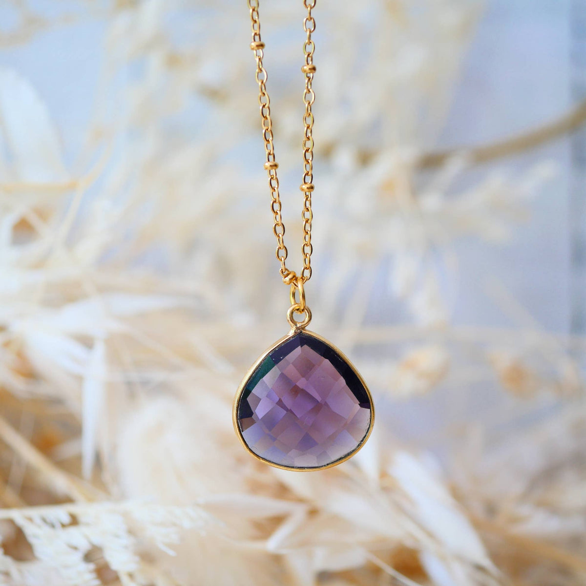Collier Justine en acier inoxydable avec améthyste