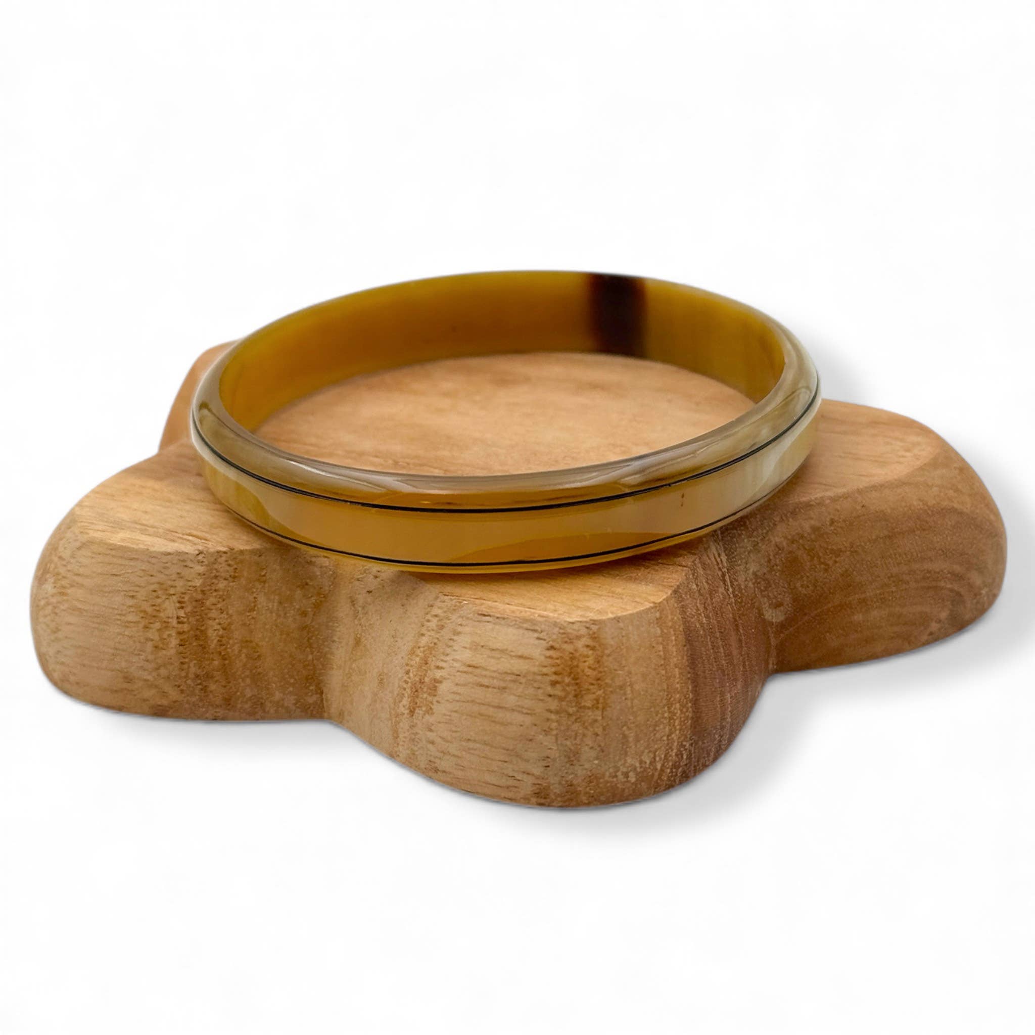 Jonc corne de buffle naturelle & noir 1cm C75: S