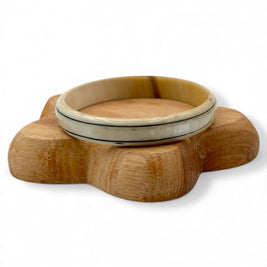 Jonc corne de buffle naturelle & noir 1cm C75: S