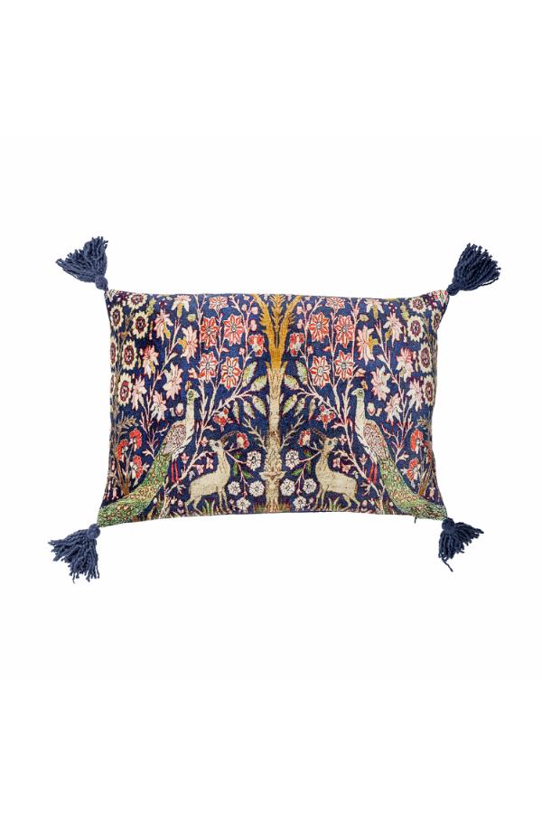 Coussin Paon ADYA, Bleu