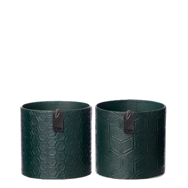 Pot en papier graphique zéro déchet, vert foncé, mélange de 2 motifs