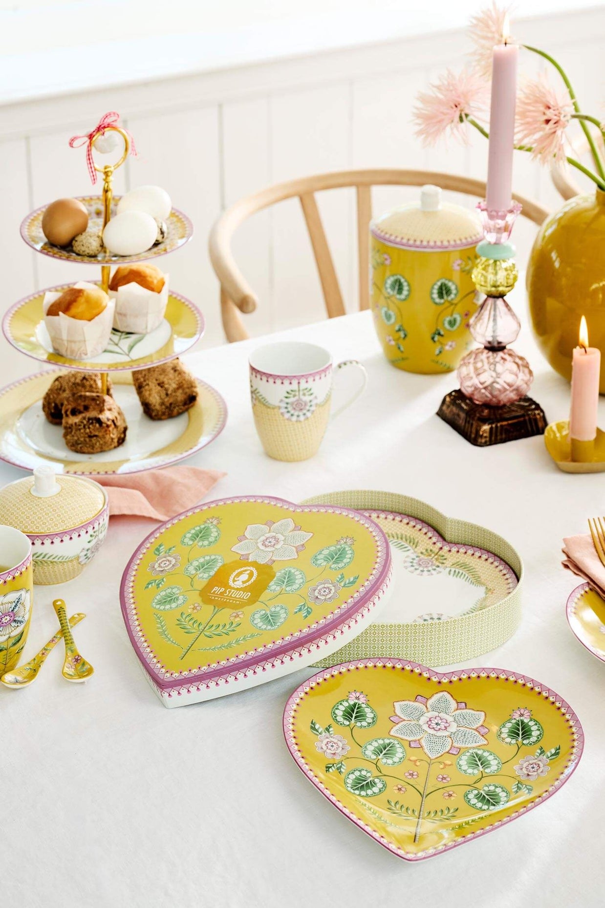 Set/2 Assiettes en Forme de Cœur Lily&Lotus Jaune