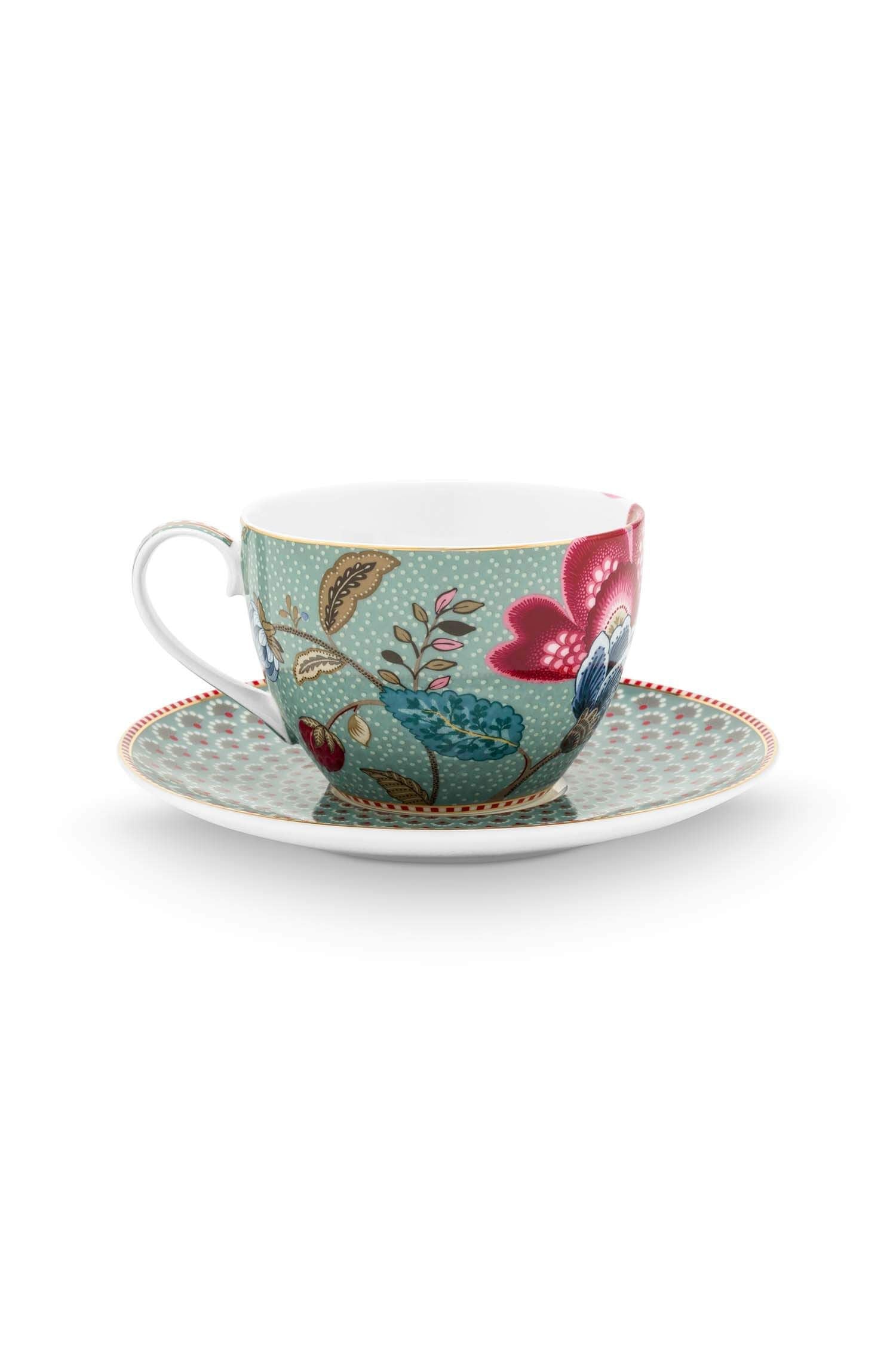 Set/2 Tasses et Soucoupes Blooming Tales Fantasy Bleu 300ml