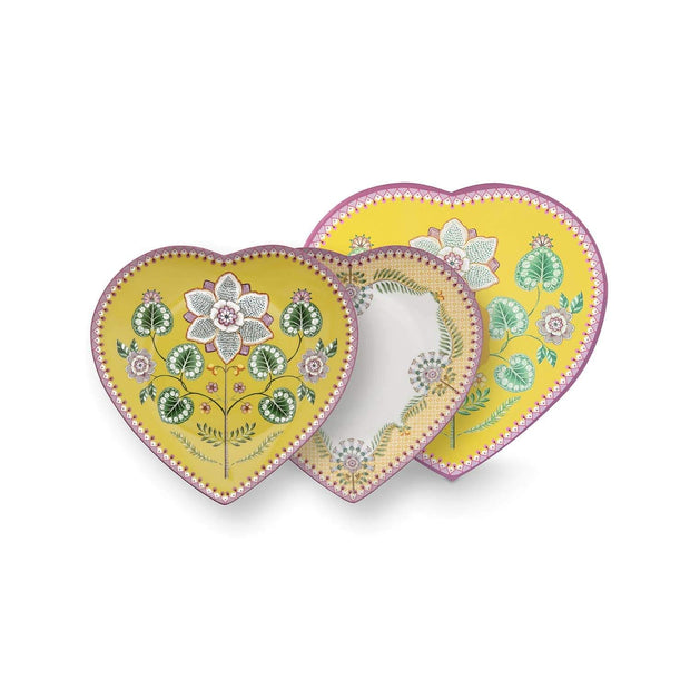 Set/2 Assiettes en Forme de Cœur Lily&Lotus Jaune