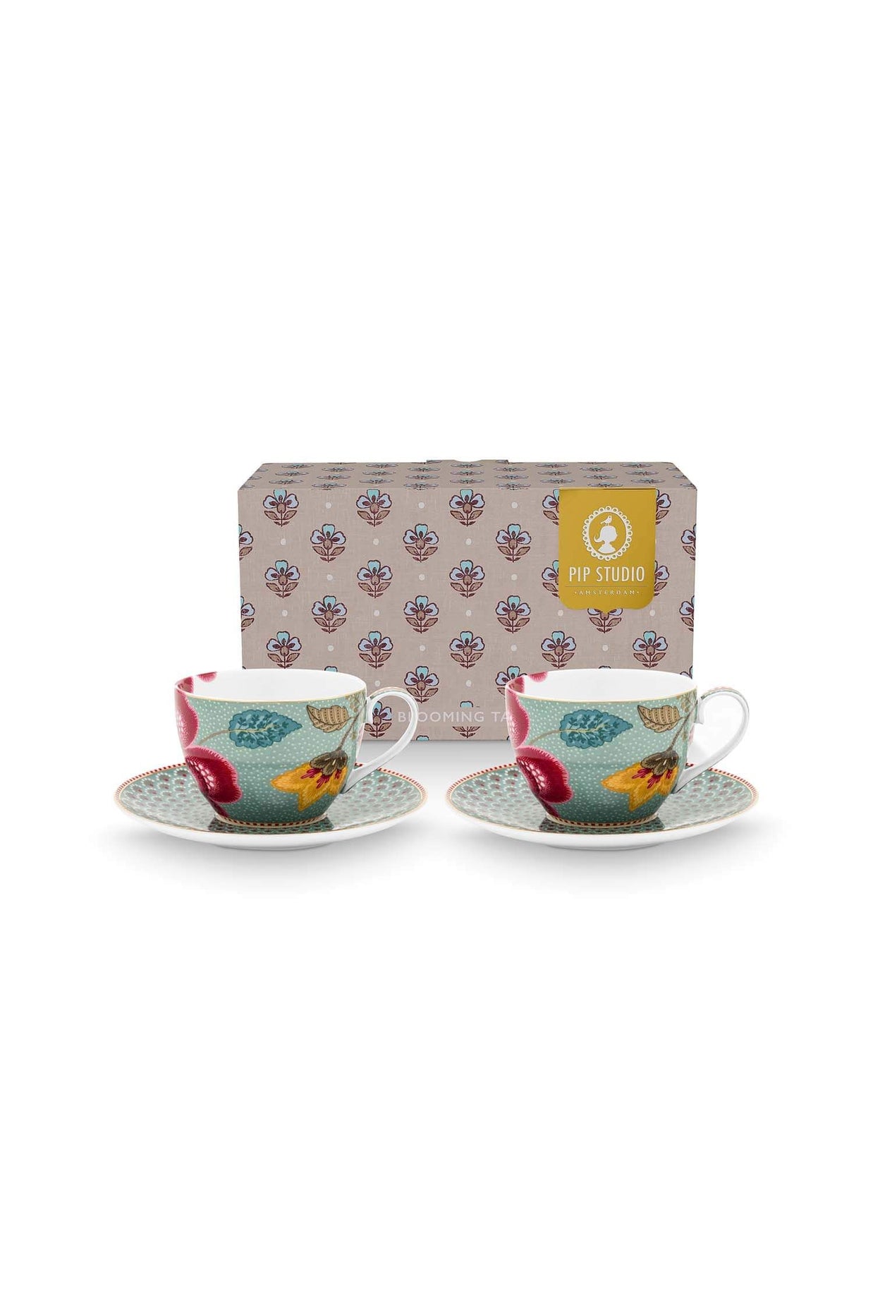 Set/2 Tasses et Soucoupes Blooming Tales Fantasy Bleu 300ml
