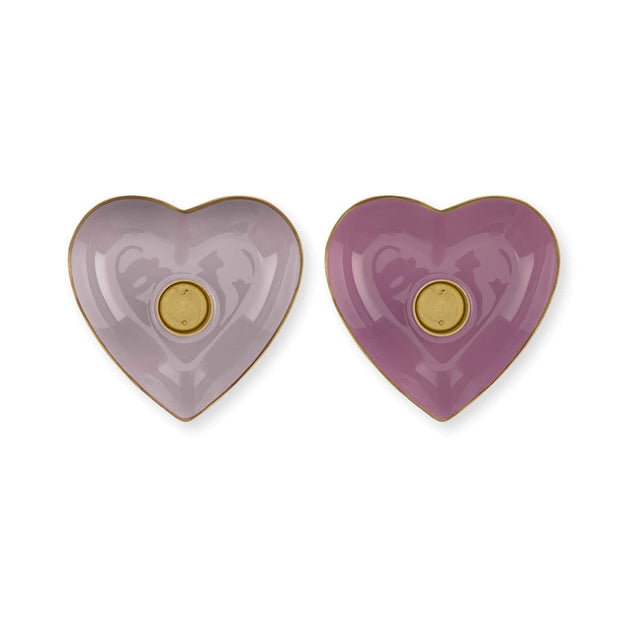 Set/2 Bougeoir Boule en Métal Cœur Lilas