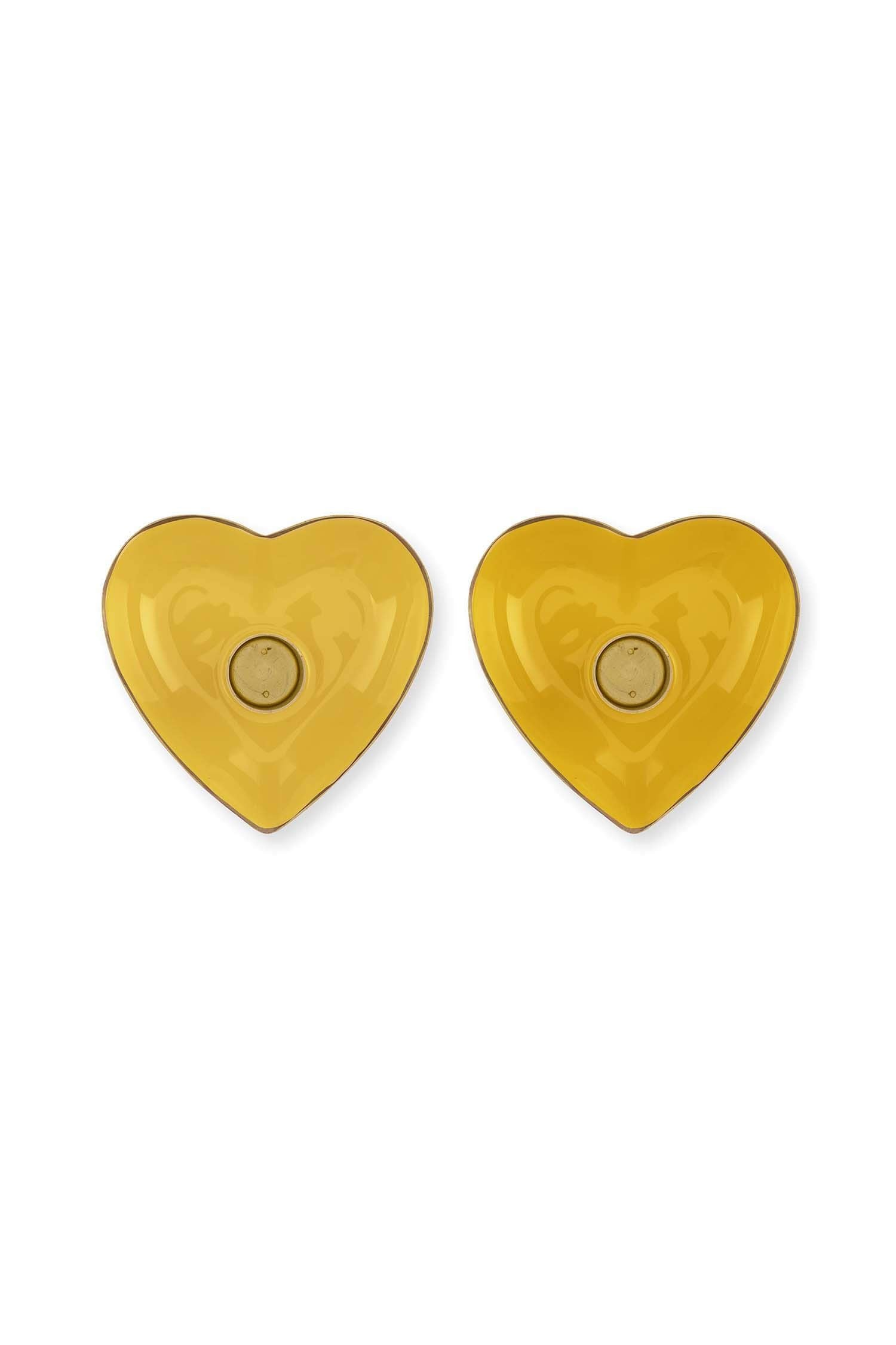 Set/2 Bougeoir Boule en Métal Cœur Jaune