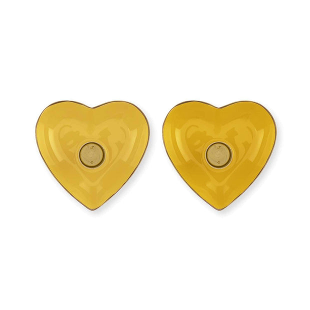 Set/2 Bougeoir Boule en Métal Cœur Jaune