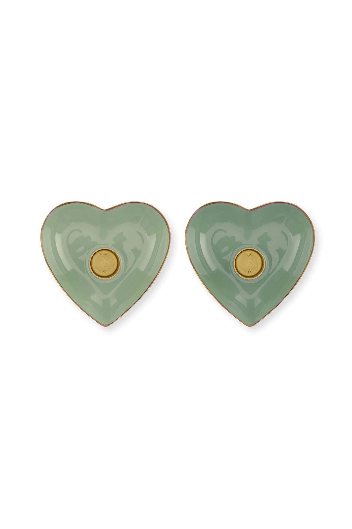 Set/2 Bougeoir Boule en Métal Cœur Vert