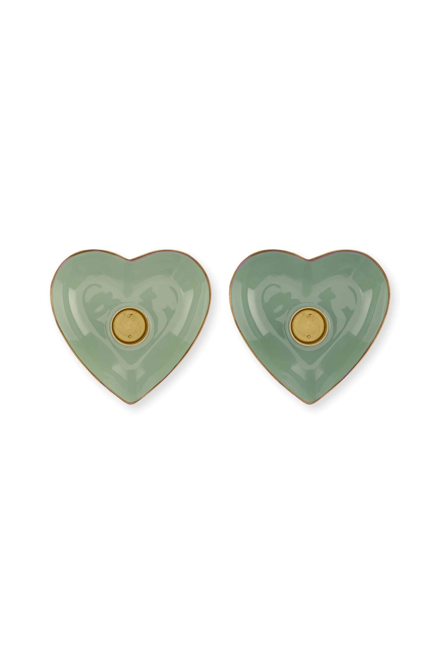 Set/2 Bougeoir Boule en Métal Cœur Vert