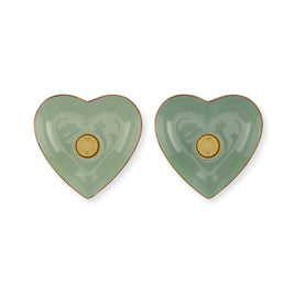 Set/2 Bougeoir Boule en Métal Cœur Vert