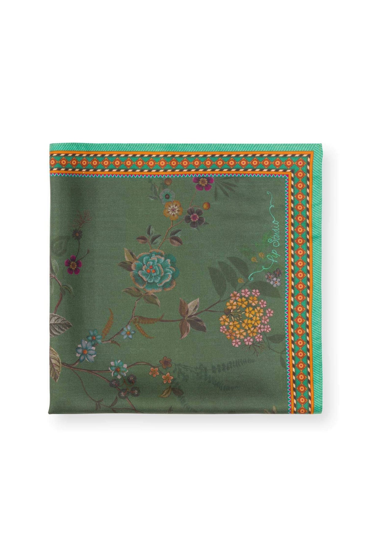 Carré de soie Bodhi Flower VERT SOIE
