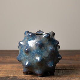Petit vase pointu gris bleu en céramique