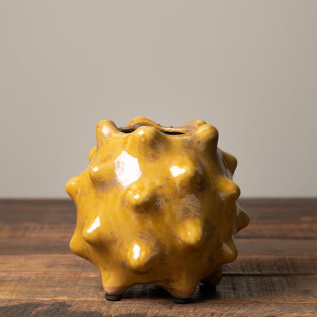 Petit vase pointu moutarde en céramique