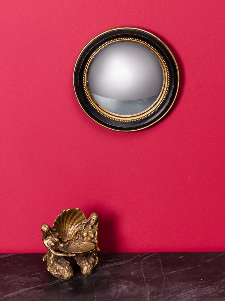 Petit miroir convexe 19cm bord or