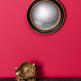Petit miroir convexe 19cm bord or