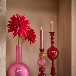 Bougeoir Boule en Métal Rouge Foncé 44cm