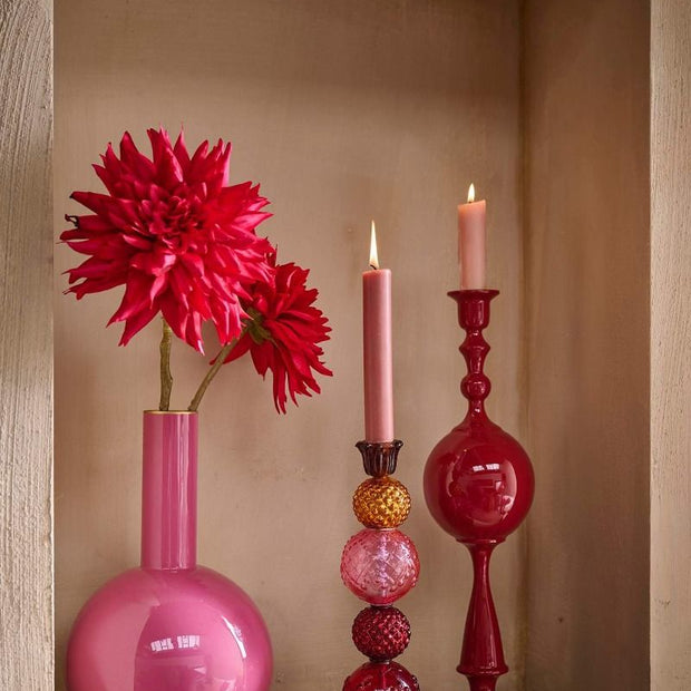 Bougeoir Boule en Métal Rouge Foncé 44cm