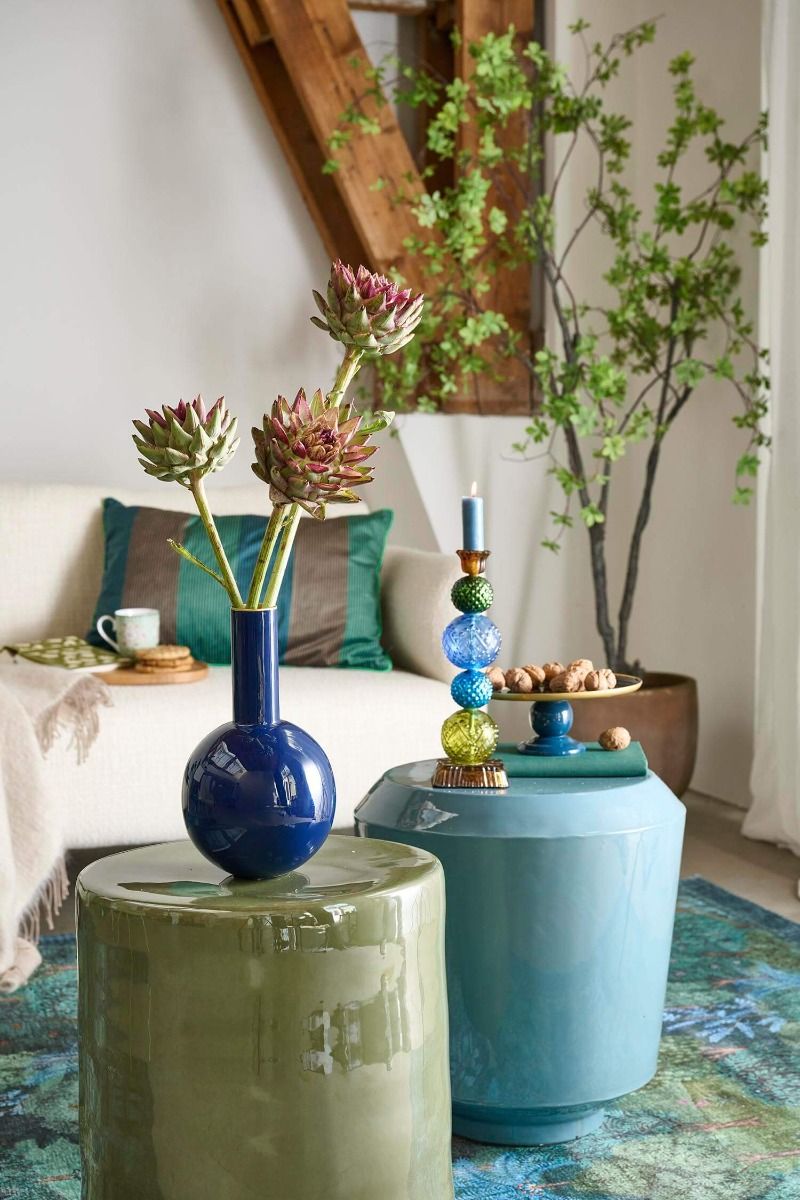 Vase en Métal Bleu Foncé 26cm