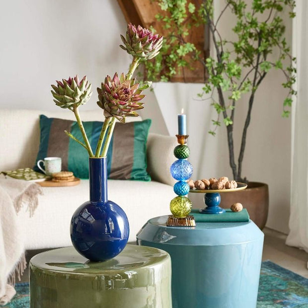 Vase en Métal Bleu Foncé 26cm