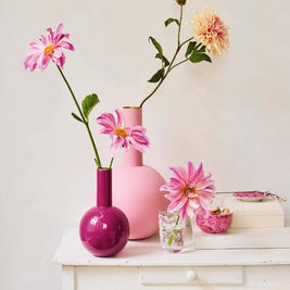 Vase en Métal Petit Rose Brillant 26cm
