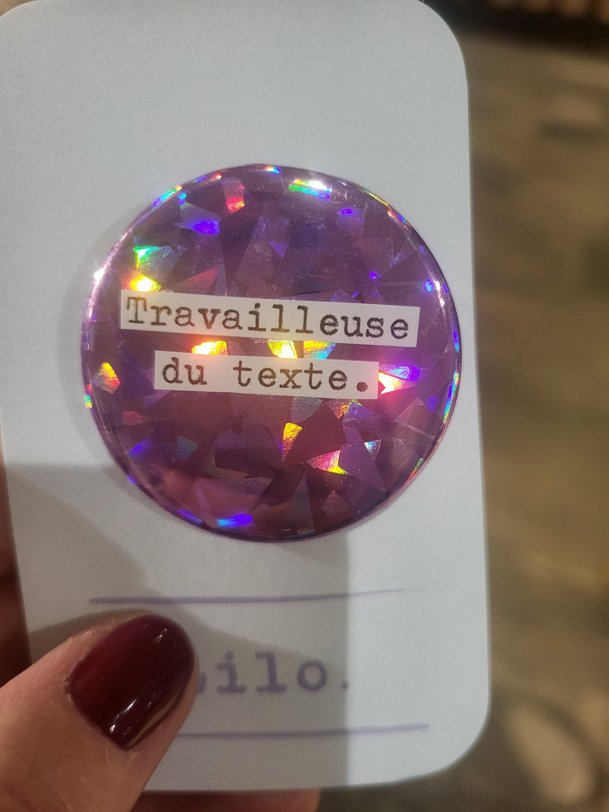 Badge Travailleuse du texte