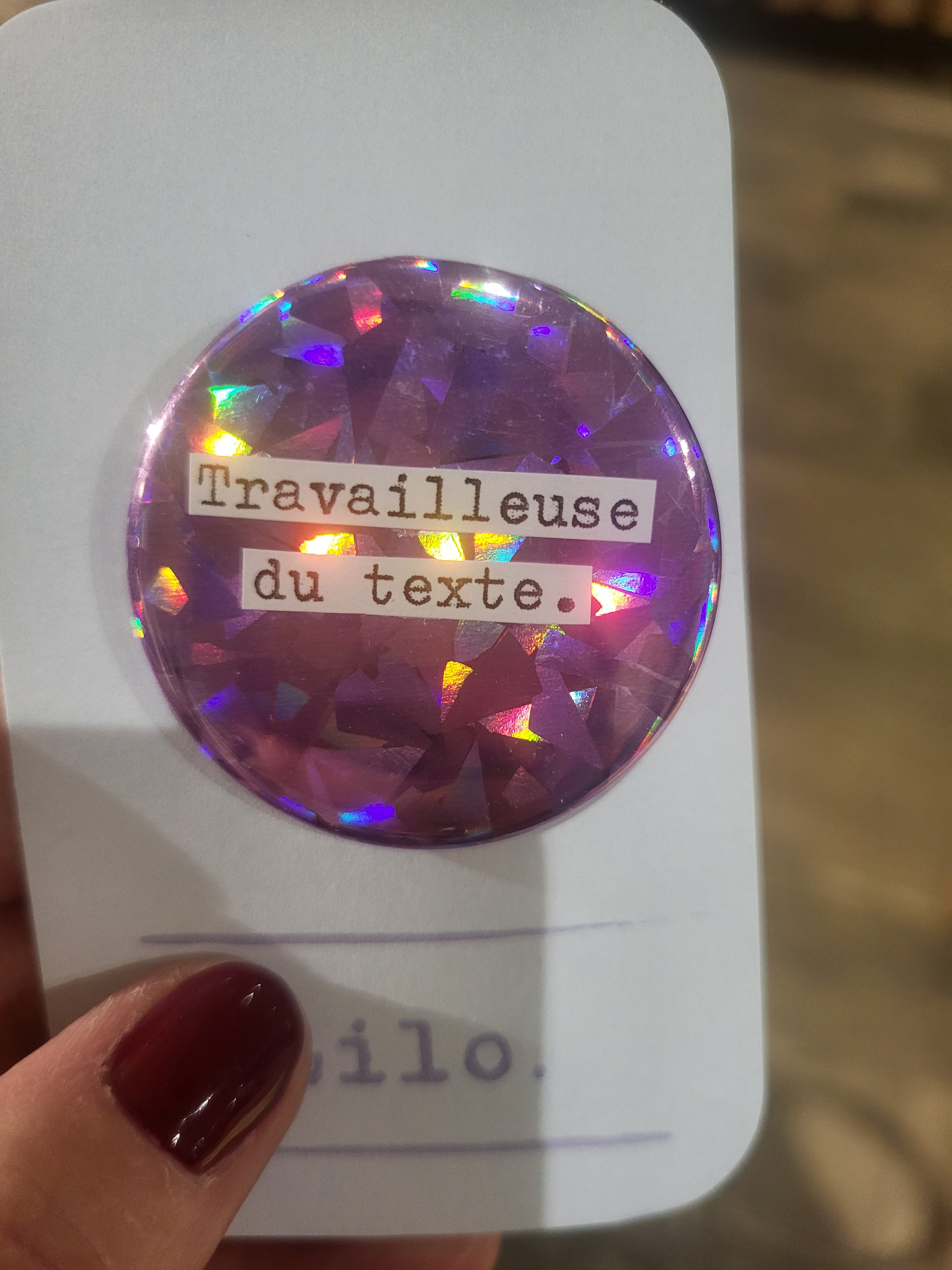 Badge Travailleuse du texte