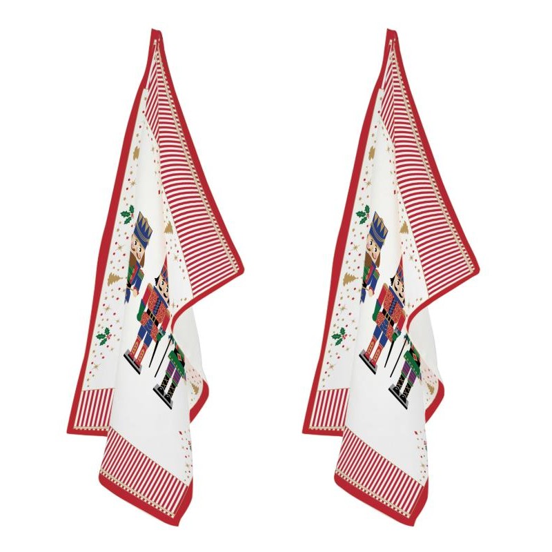 Set DE 2 TORCHONS 100% COTON 70x50 cm NUTCRACKER
