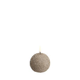 Bougie ronde paillettes Champagne, LED